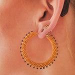 Gold Beaded Hoop- Black SpinelDebra PyeattEarrings