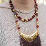 Gold & Bordeaux Leather Tassel Necklace 6LHBella Smith DesignsNecklaces