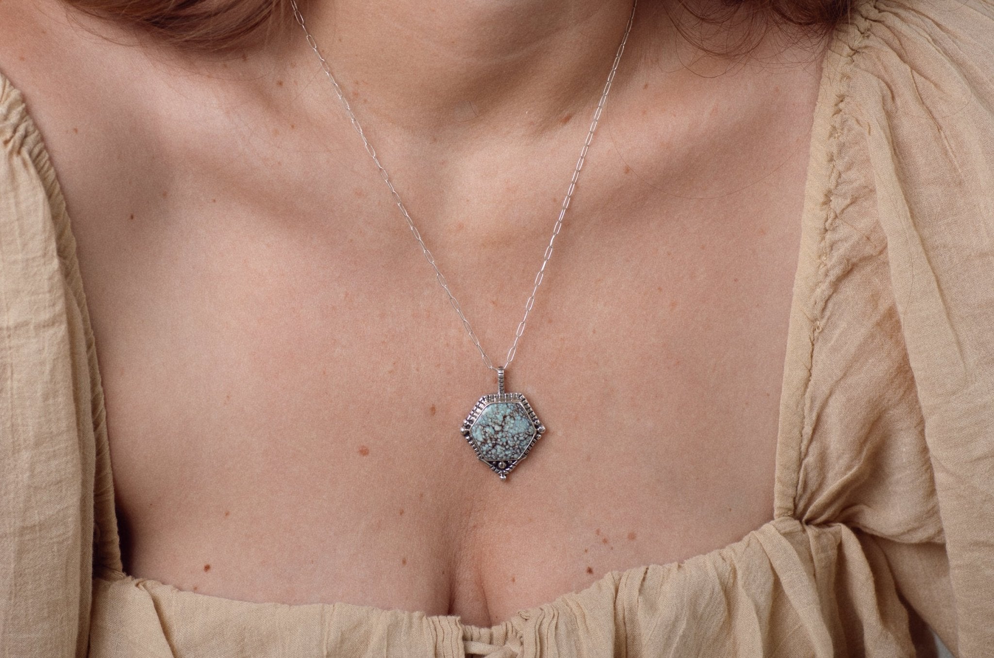 Hexagonal Dunes Necklace: Hubei TurquoiseMahka JewelryNecklace
