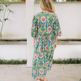 Ikat Block Print Dress - Green/PinkThe Kimono HouseDresses