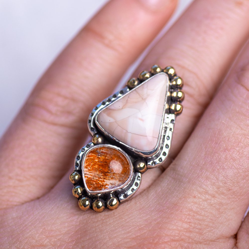 Inner Vision Ring: Willow Creek Jasper & Sunstone Size 7Mahka JewelryRings