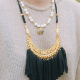 Ivory Quartz & Gold Bead Labradorite Pendant Necklace 14BHBella Smith DesignsNecklaces