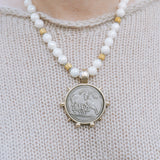 Ivory Quartz & Mixed Metal Bead Coin Pendant Necklace 12BHBella Smith DesignsNecklaces