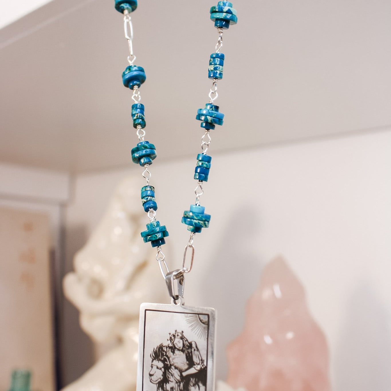 Jasper Sea Silver Strength Tarot NecklaceBeth ZinkNecklaces