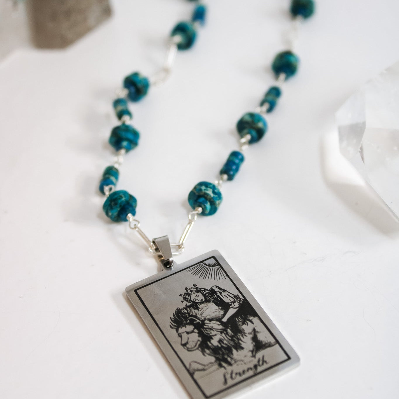 Jasper Sea Silver Strength Tarot NecklaceBeth ZinkNecklaces