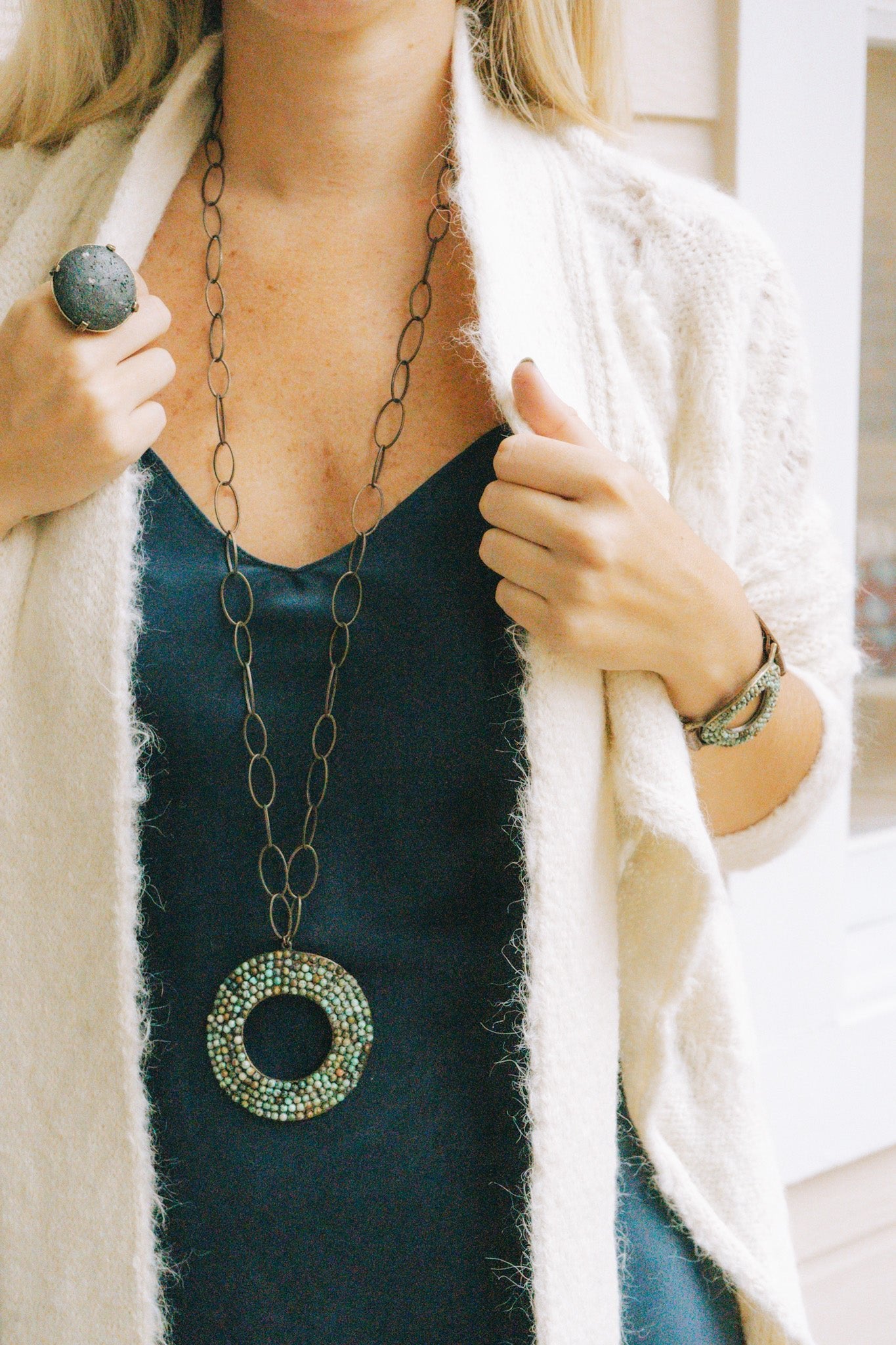 Large Donut Necklace- African TurquoiseRebel DesignsNecklace