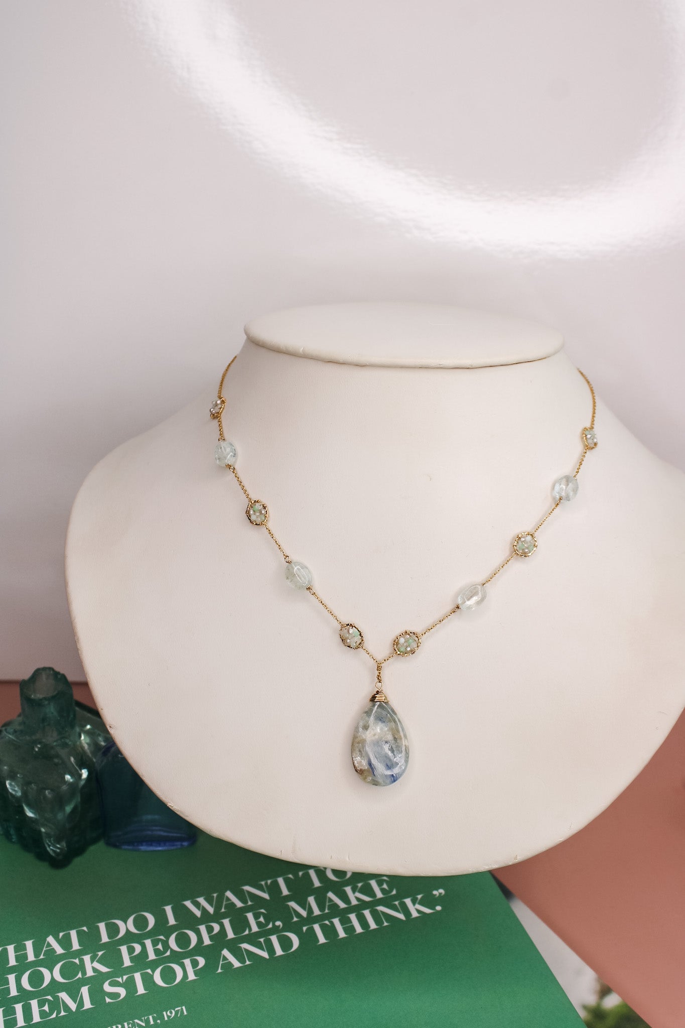 Larimar & Opal Teardrop Pendant Necklace #4690Michelle PresslerNecklace