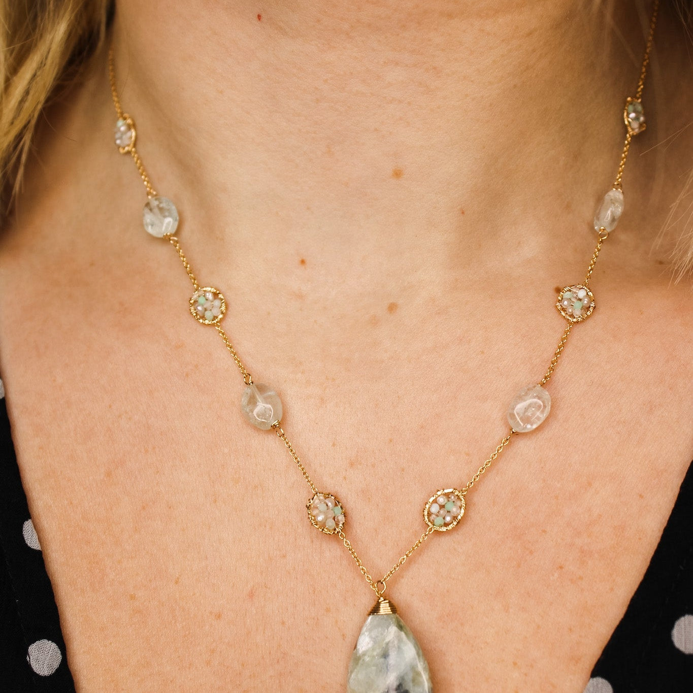 Larimar & Opal Teardrop Pendant Necklace #4690Michelle PresslerNecklace