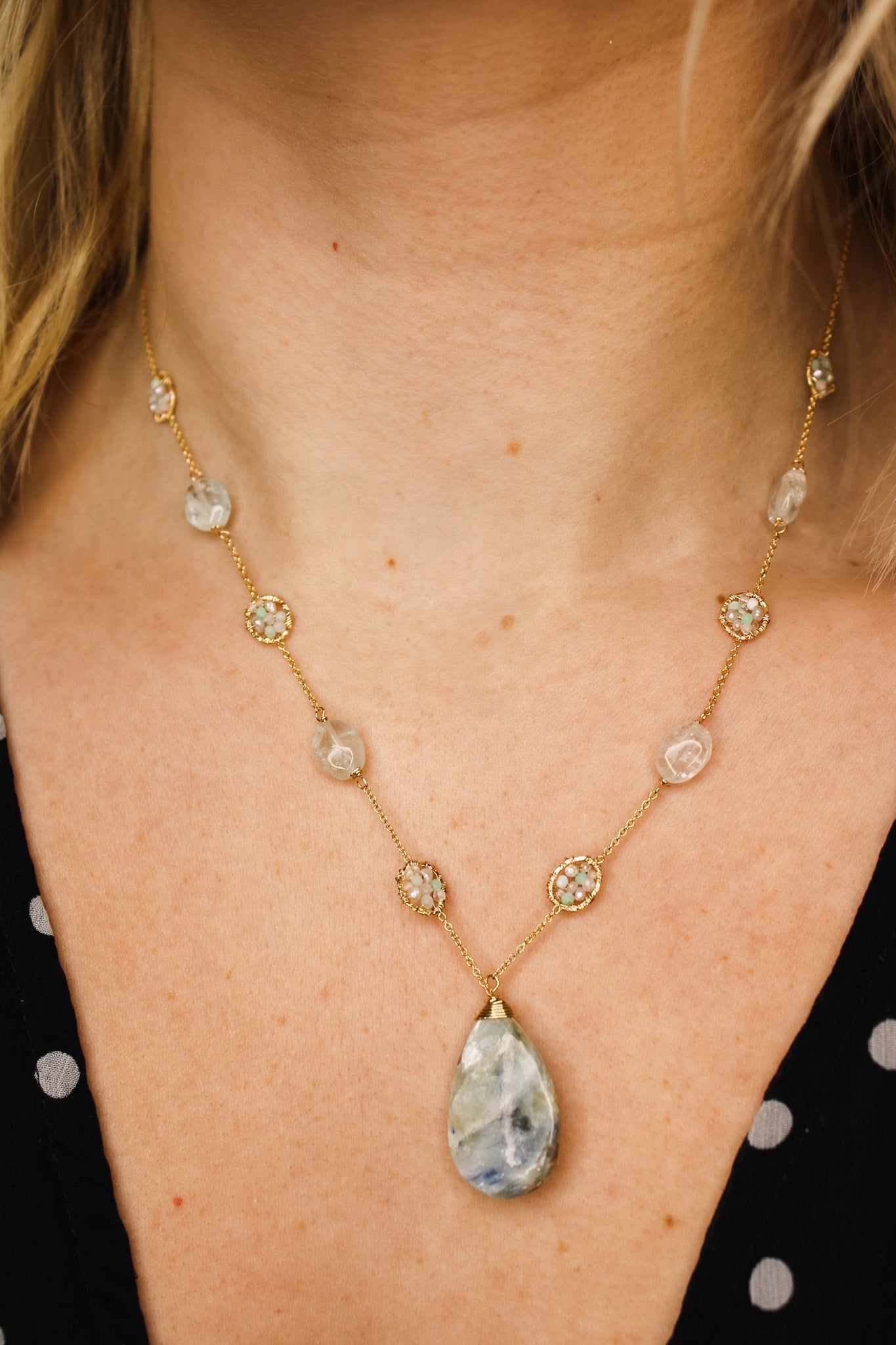 Larimar & Opal Teardrop Pendant Necklace #4690Michelle PresslerNecklace