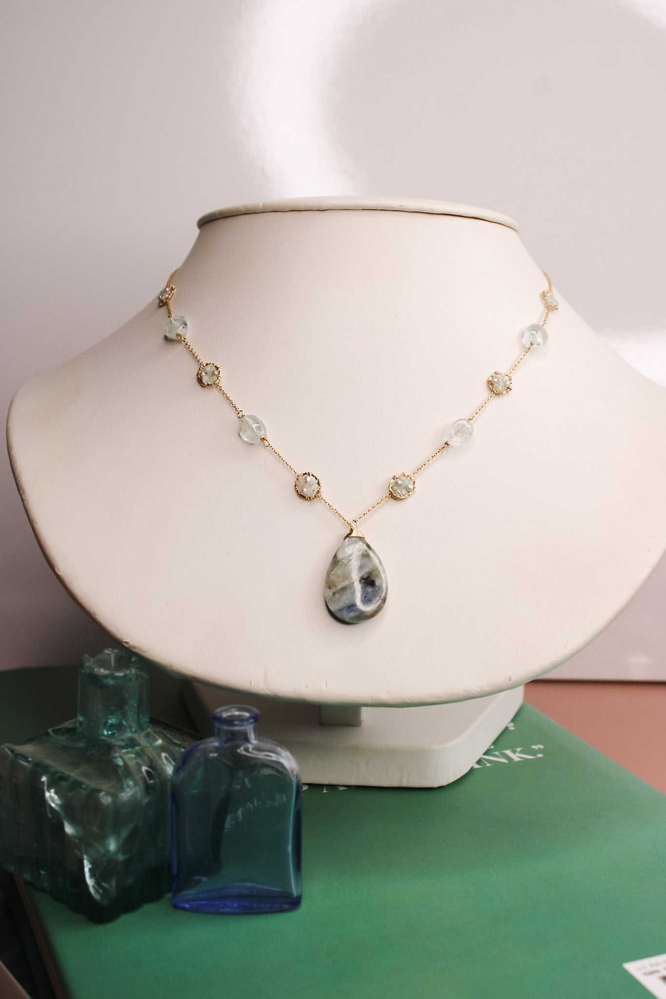 Larimar & Opal Teardrop Pendant Necklace #4690Michelle PresslerNecklace