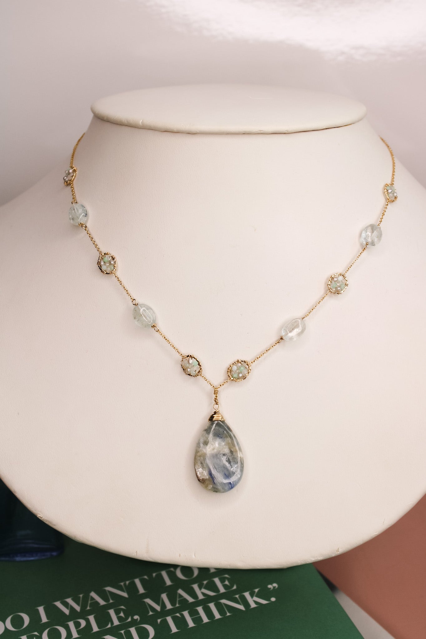 Larimar & Opal Teardrop Pendant Necklace #4690Michelle PresslerNecklace