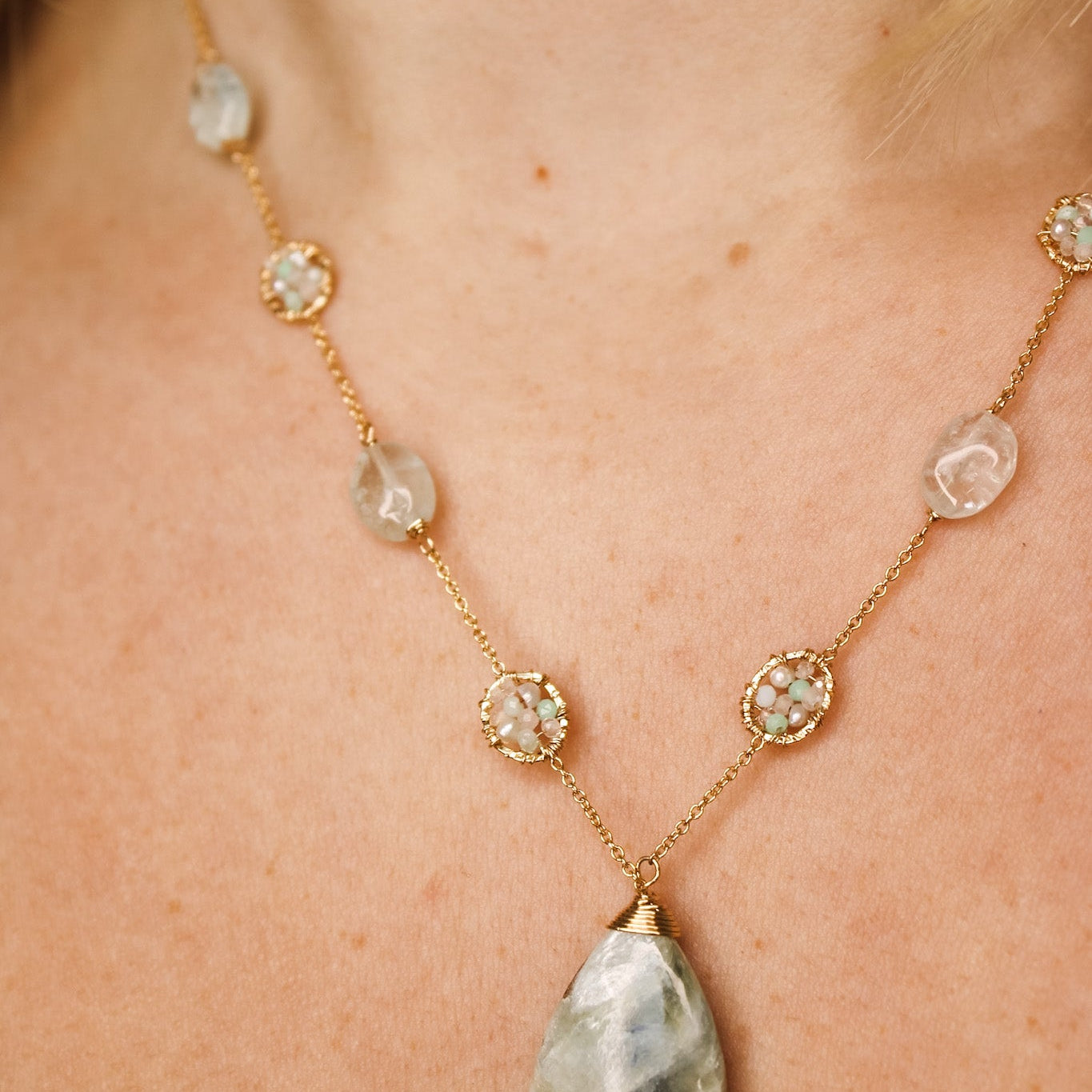 Larimar & Opal Teardrop Pendant Necklace #4690Michelle PresslerNecklace