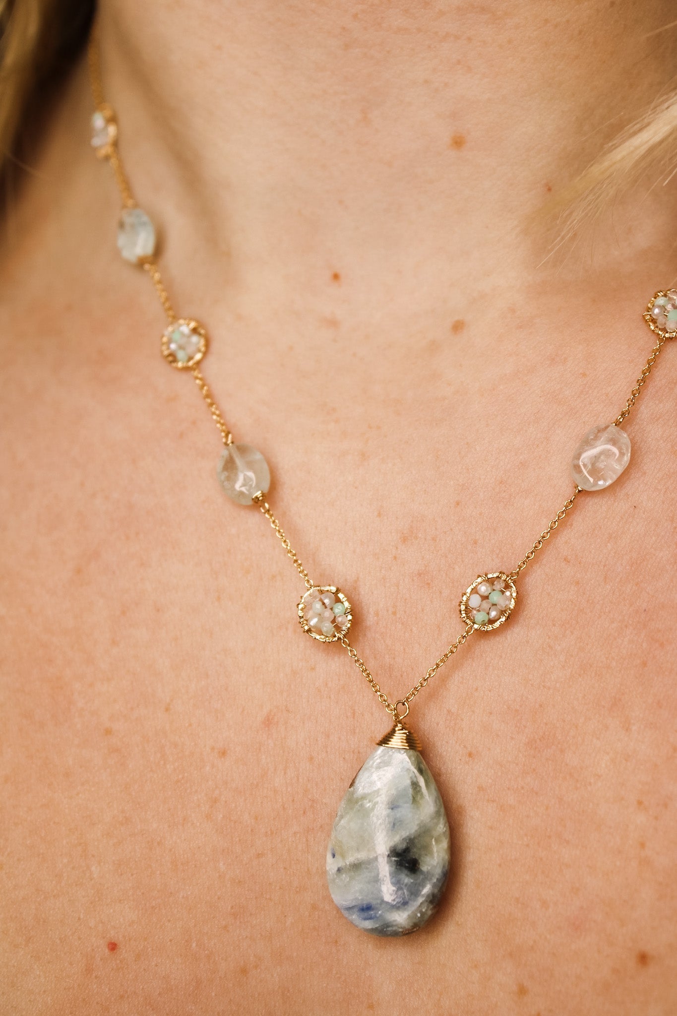 Larimar & Opal Teardrop Pendant Necklace #4690Michelle PresslerNecklace