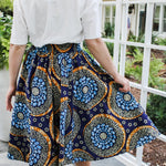 Midi African Wax Cotton Skirt- Blue/ OrangeRare FindsSkirt