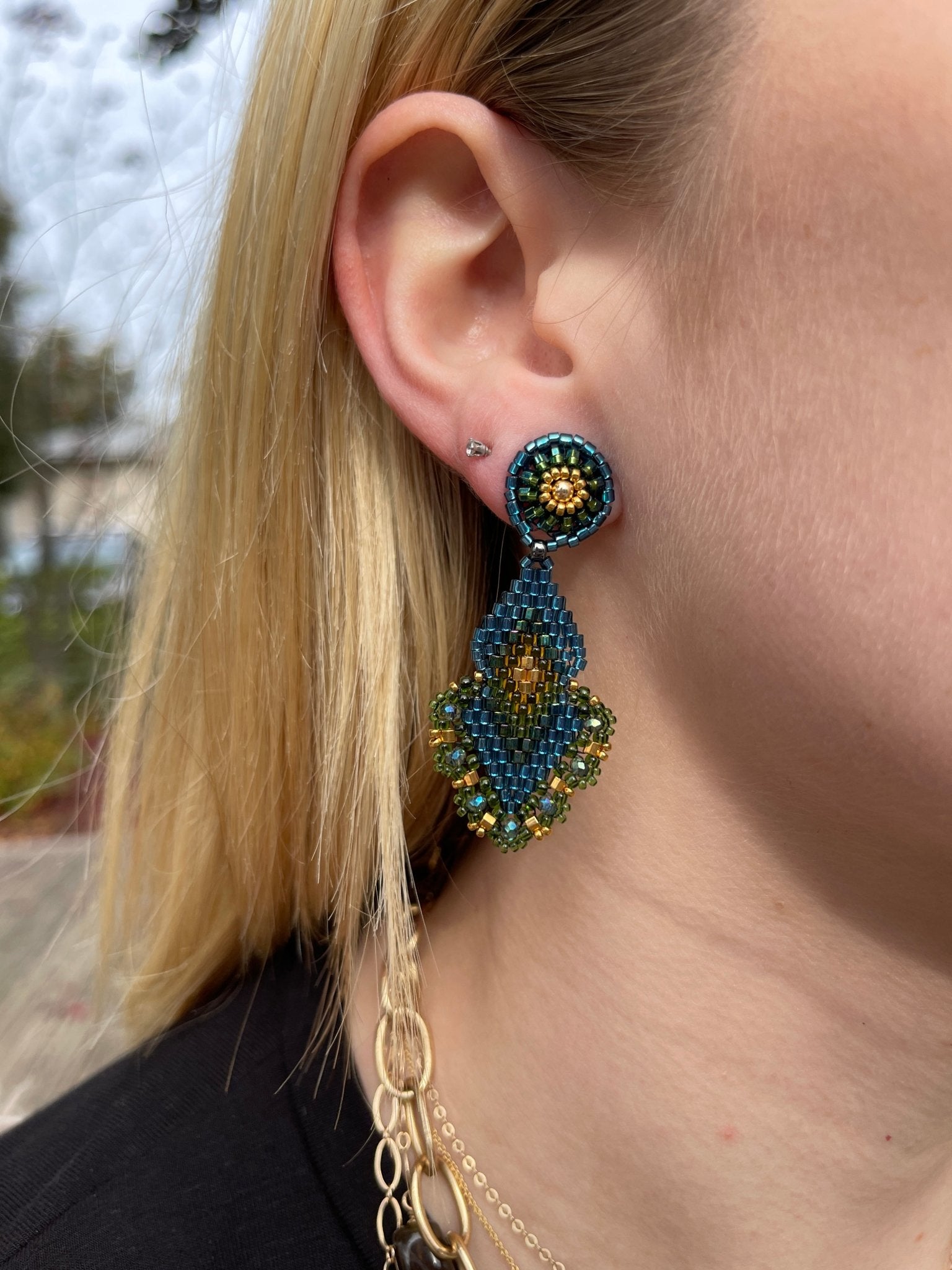 Miguel Ases Blue and Emerald EarringsMiguel AsesEarrings
