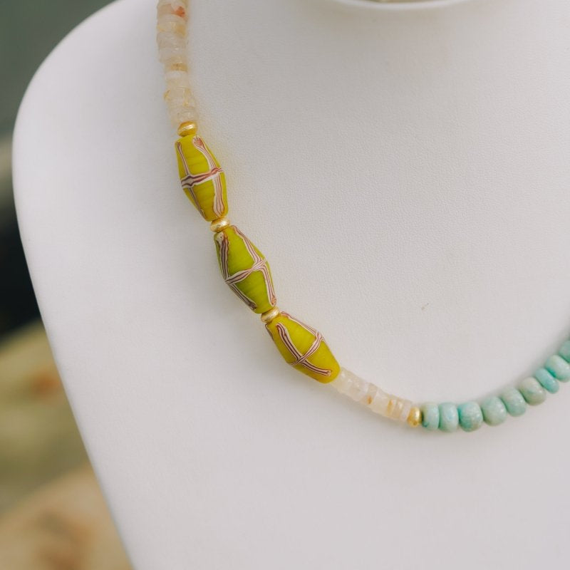 Moonstone, Blue Jade, Green African Tribal Bead NecklaceRobin JacksonNecklaces