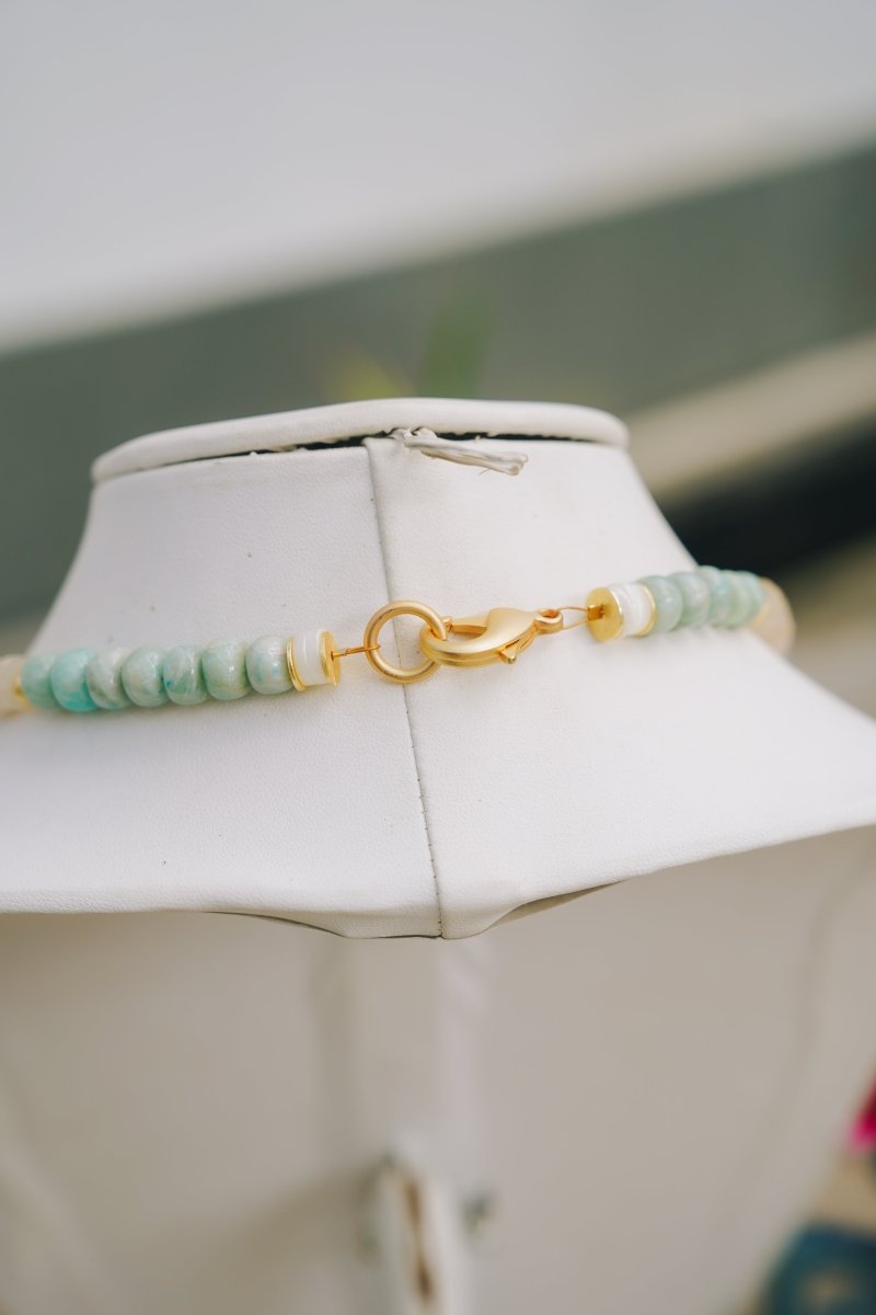 Moonstone, Blue Jade, Green African Tribal Bead NecklaceRobin JacksonNecklaces