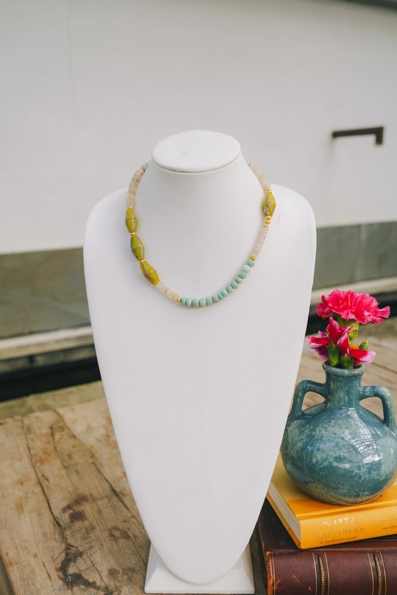Moonstone, Blue Jade, Green African Tribal Bead NecklaceRobin JacksonNecklaces