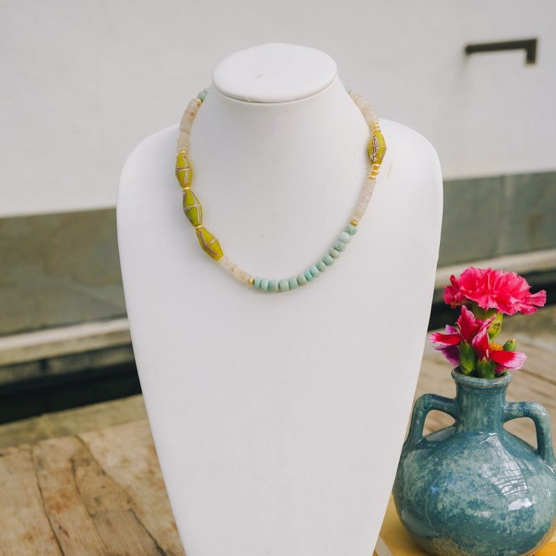 Moonstone, Blue Jade, Green African Tribal Bead NecklaceRobin JacksonNecklaces