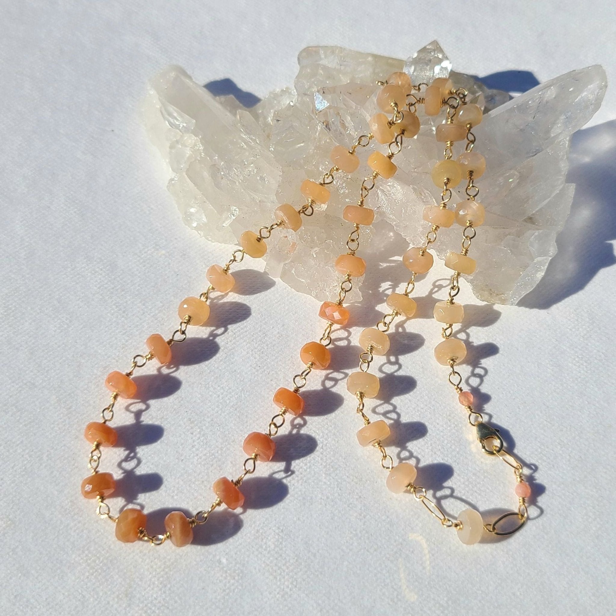 Ombre Peach Moonstone Chain Necklace #8051James & JezebelleNecklaces