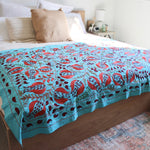 One of a Kind Blue Hand Stitched TextileZiabird HomeQuilt