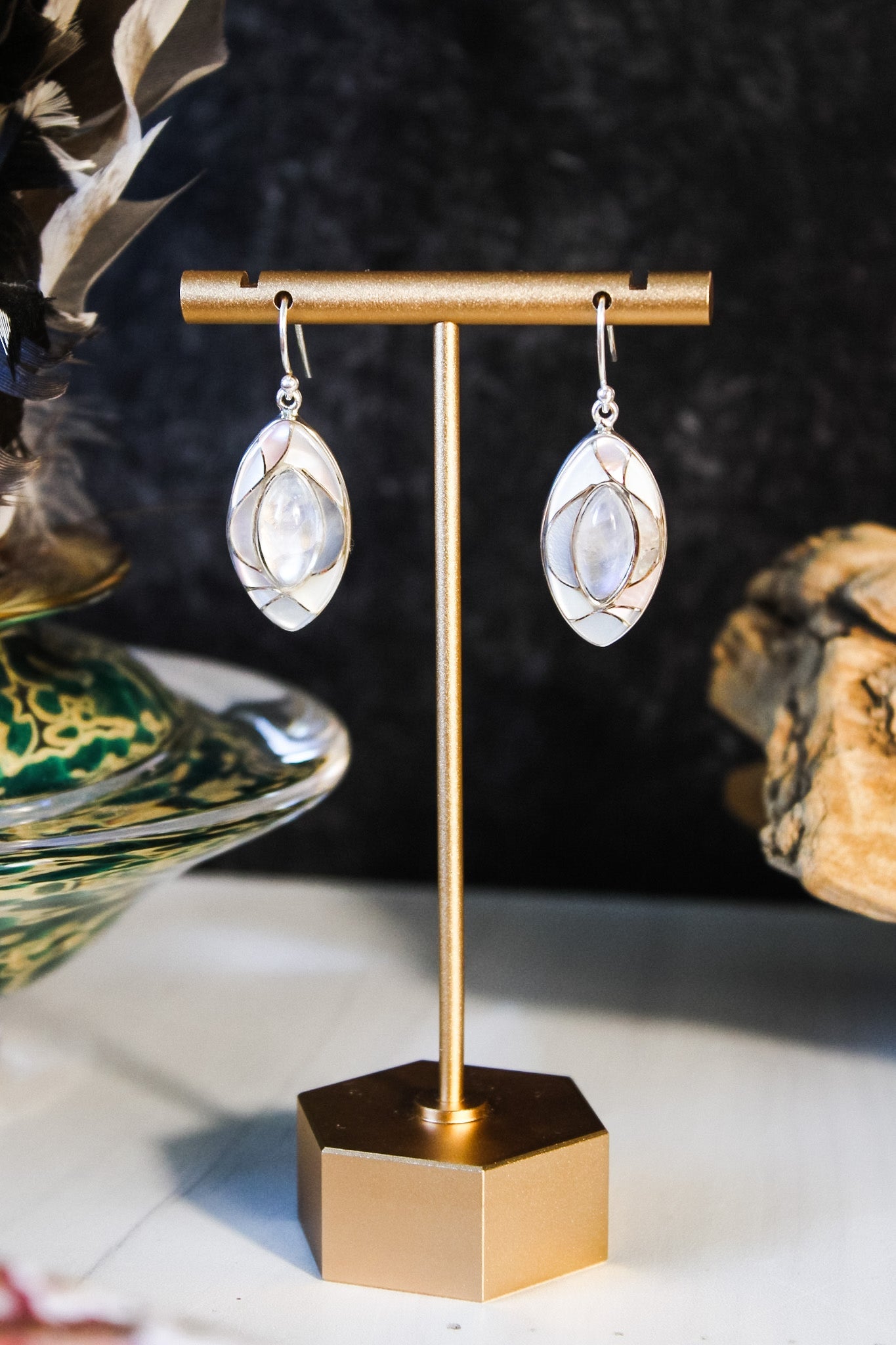 Opal and Mother of Pearl Inlay EarringsEd LohmanEarrings