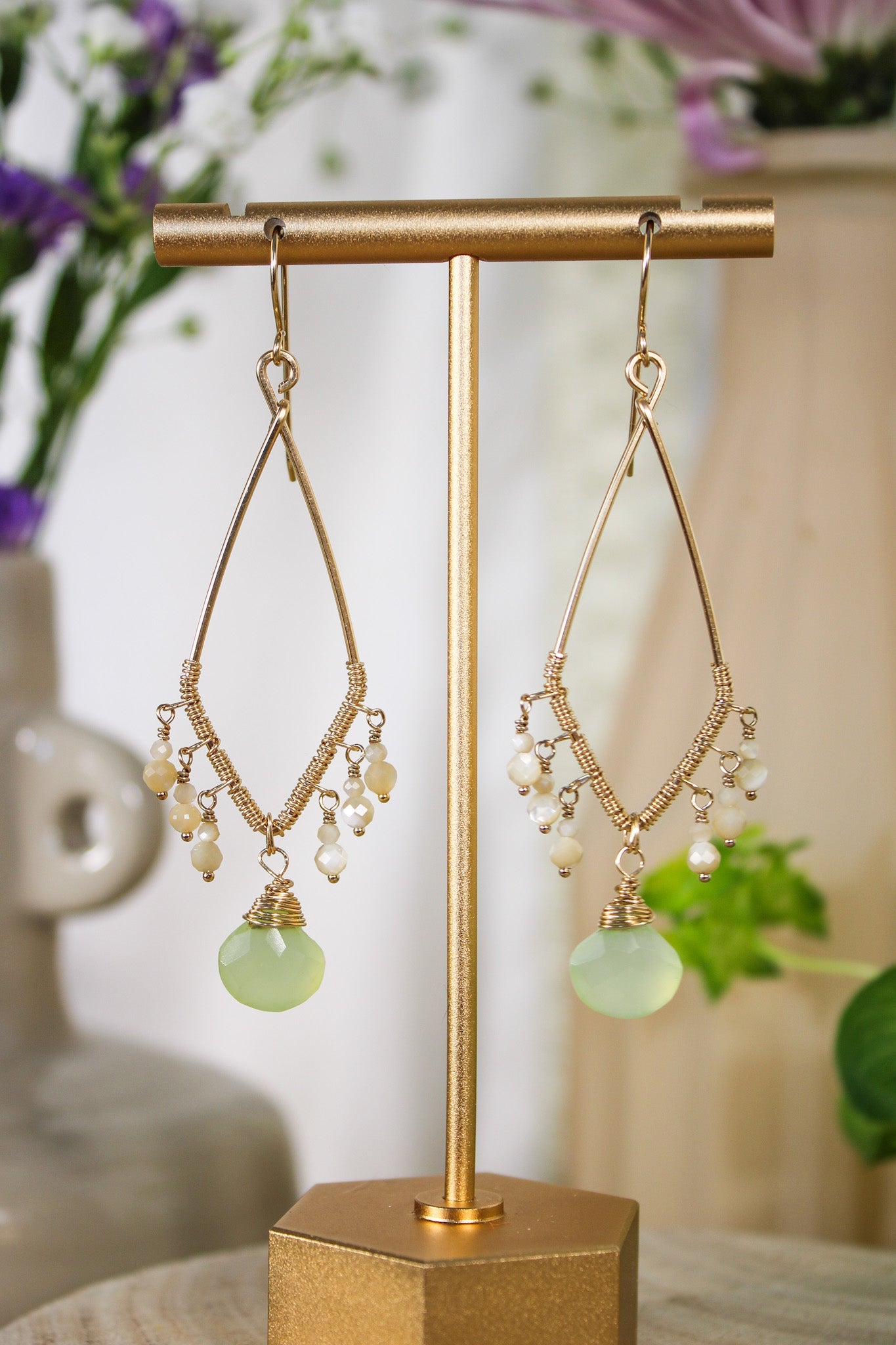 Pearl & Green Chalcedony Earrings #1399James & JezebelleEarrings