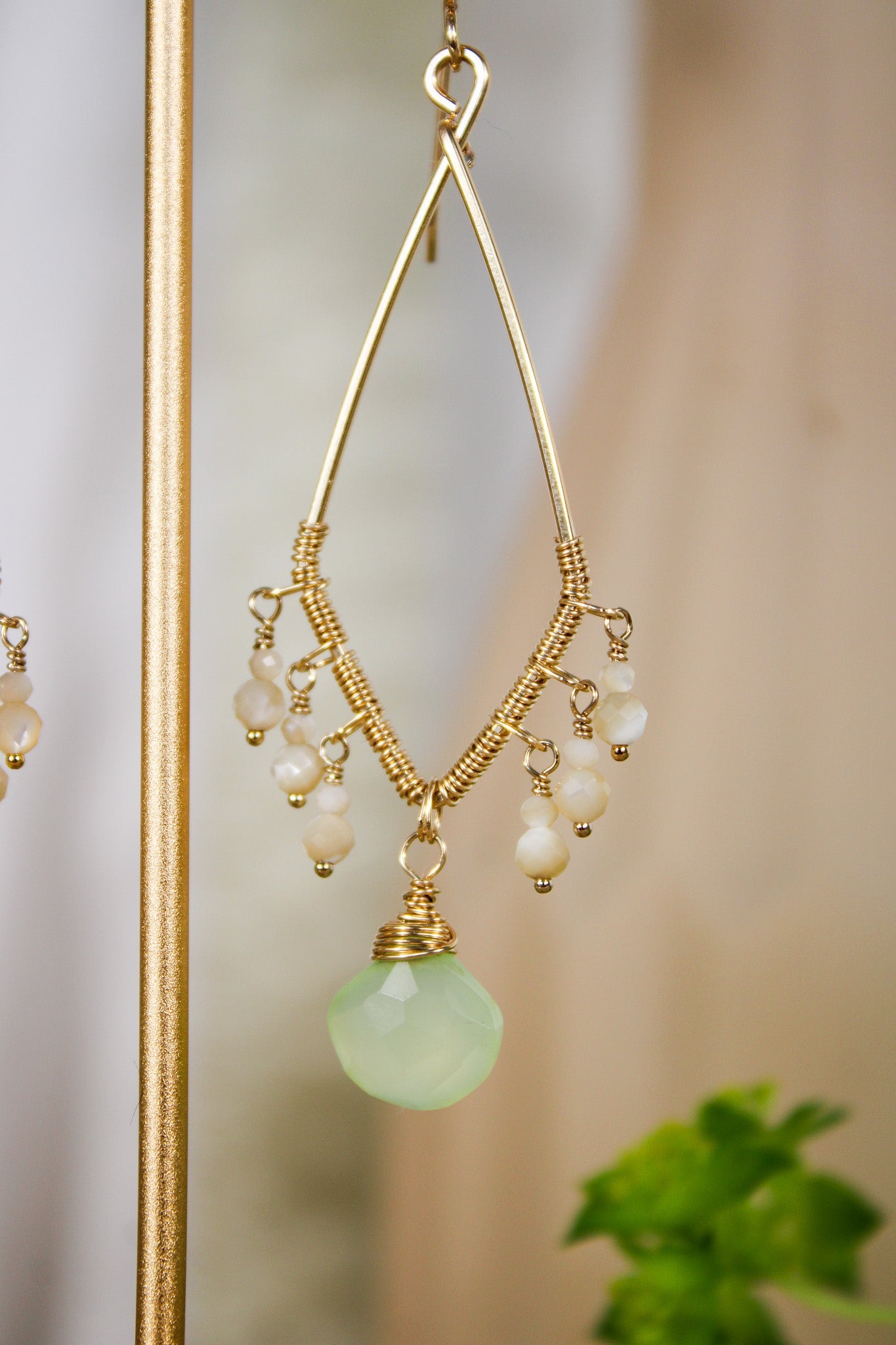 Pearl & Green Chalcedony Earrings #1399James & JezebelleEarrings