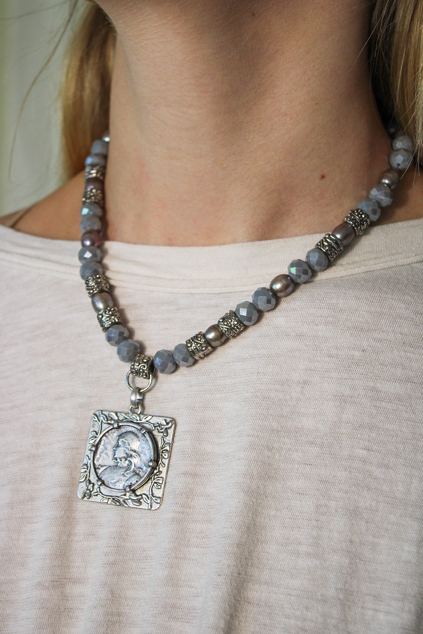 Pewter Joan of Arc Medal NecklaceBella Smith DesignsNecklace