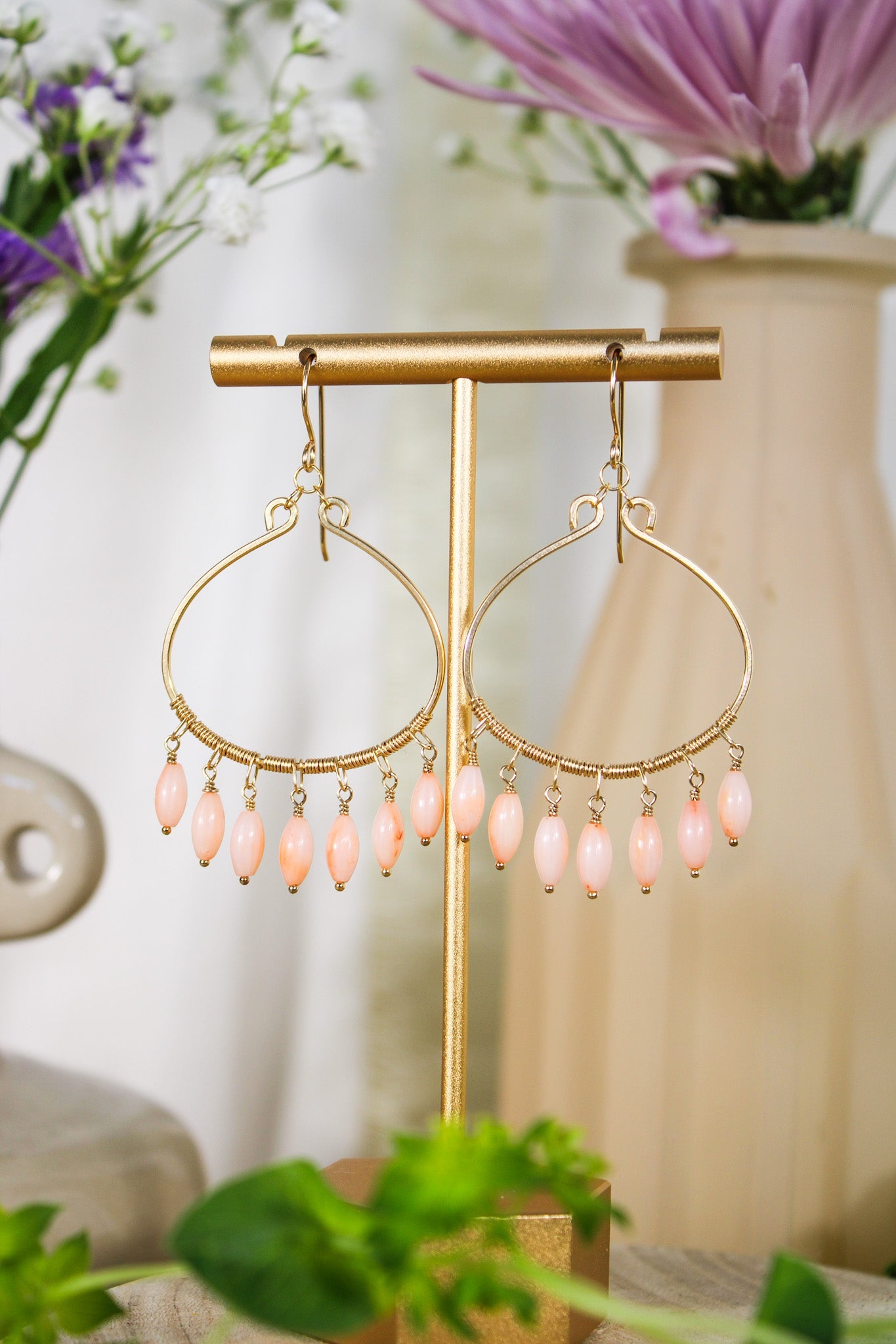 Pink Coral Fringe Earrings #1404James & JezebelleEarrings