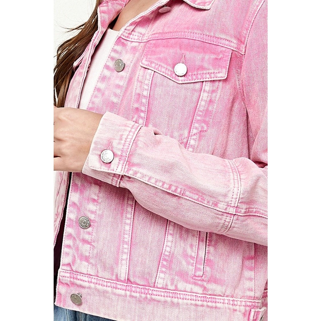 Pink Cropped Denim JacketVeveretJean Jacket