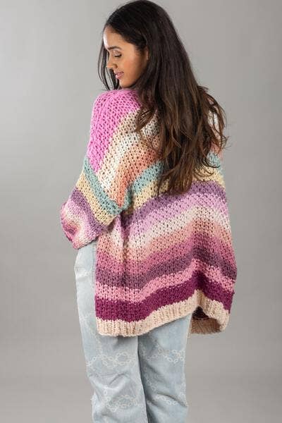 Rainbow Knitted Cardigan: Pastel PinkSAACHIShirts & Tops