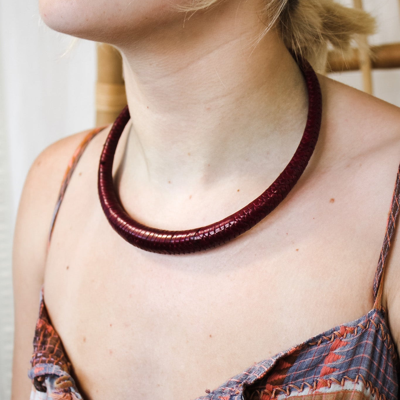 Red Leather Collar NecklaceRare FindsNecklaces