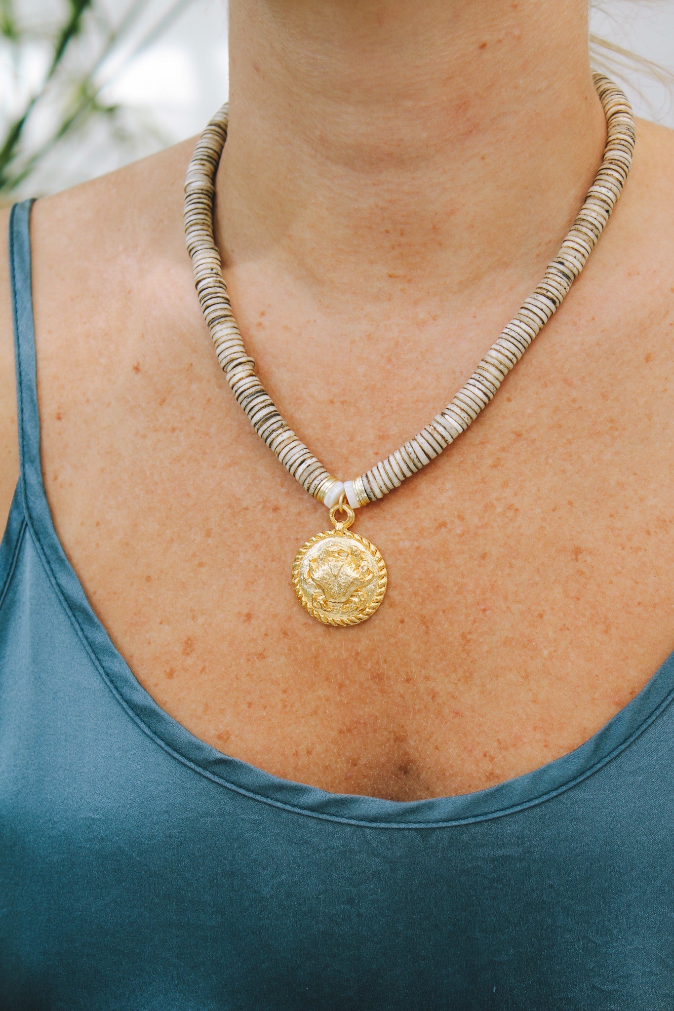 Rustic Nepal Beads & Crab Coin NecklaceRobin JacksonNecklace