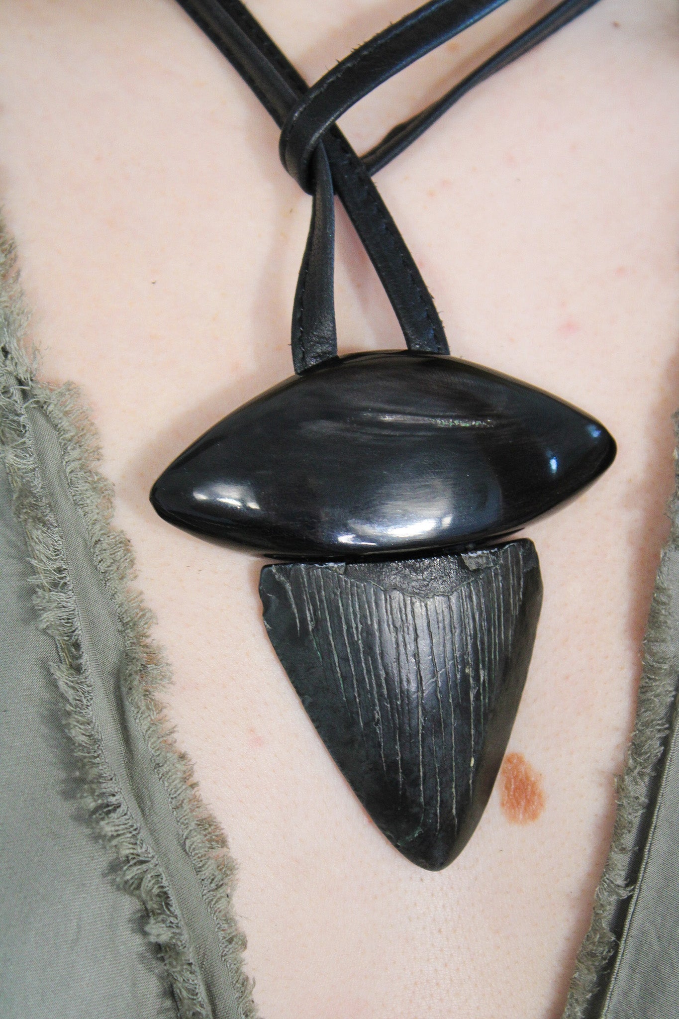 Shark Tooth, Horn & Leather NecklaceMoniesNecklace