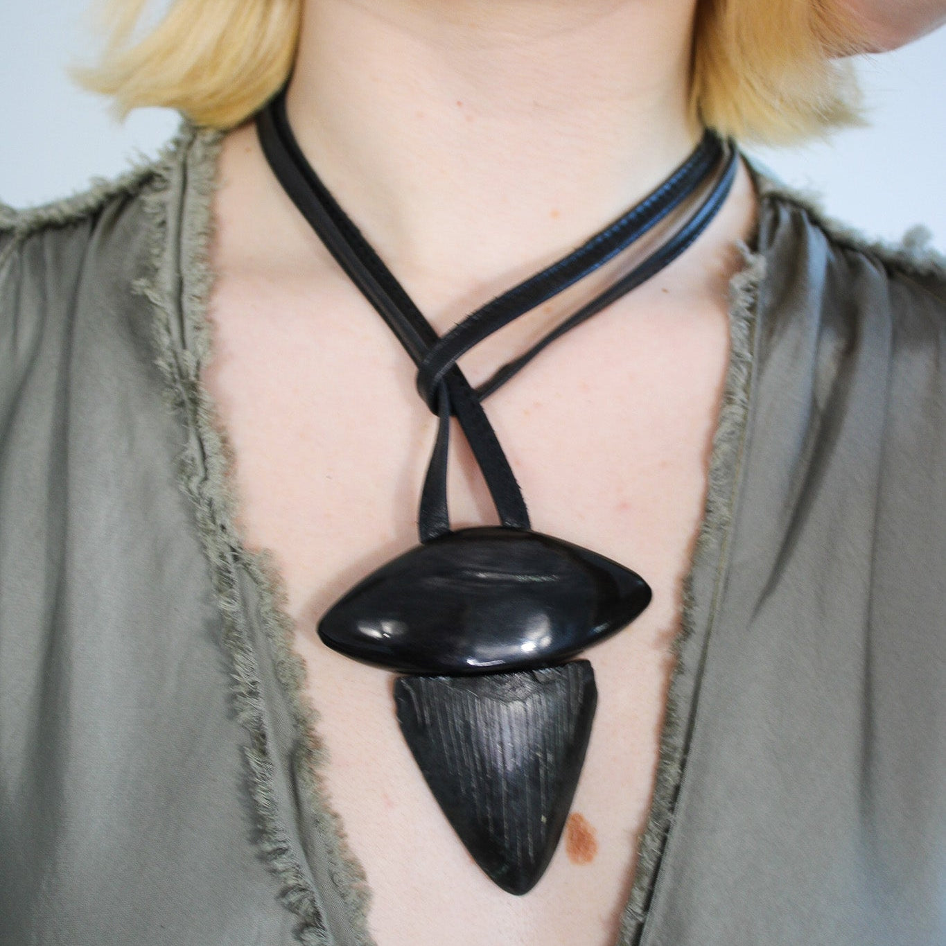 Shark Tooth, Horn & Leather NecklaceMoniesNecklace