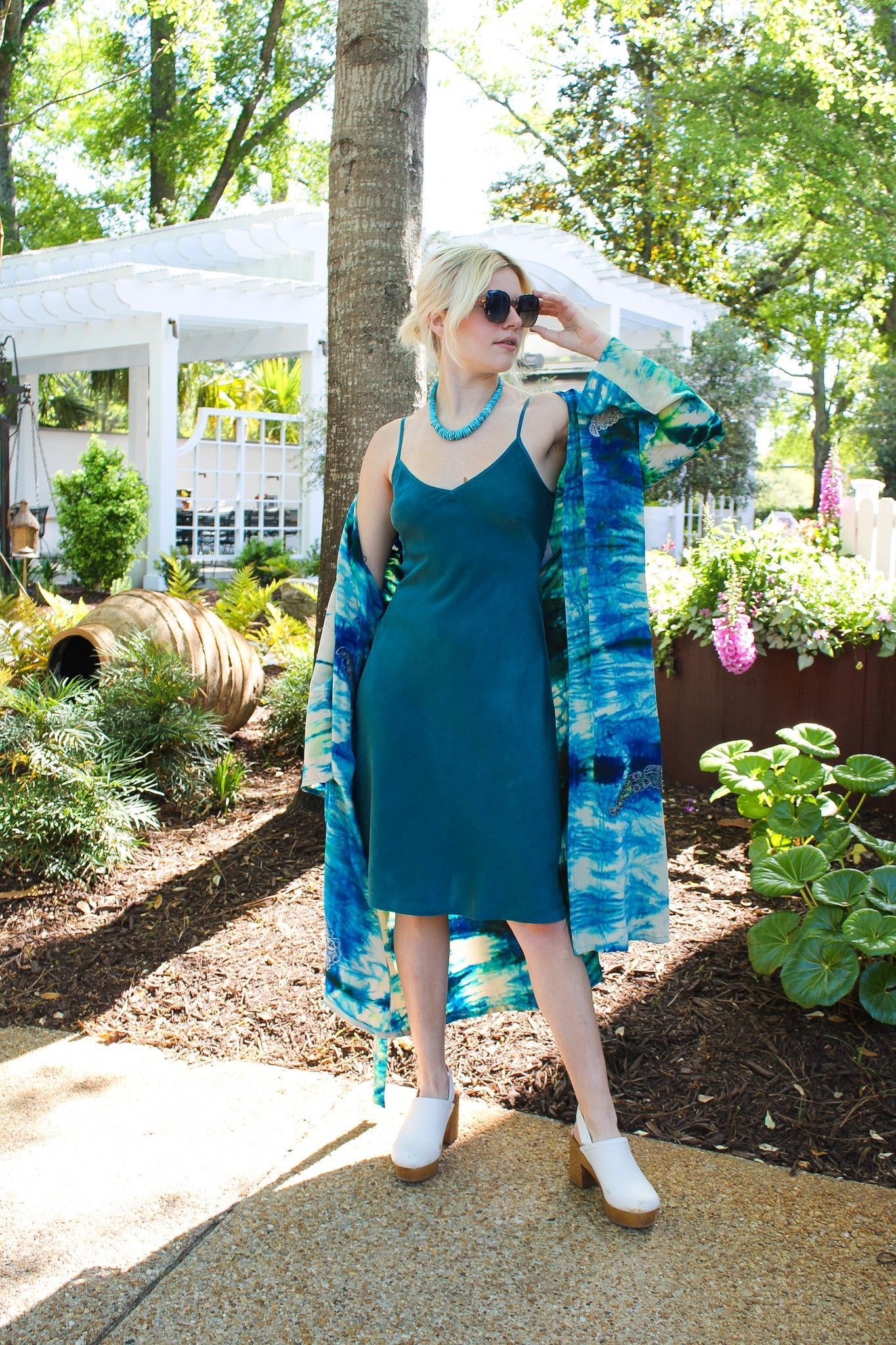 Short Bias Slip Dress - Bali BlueMichelle JonasDresses
