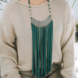 Silver & Hunter Green Leather Tassel Necklace 4LHBella Smith DesignsNecklaces