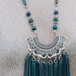Silver & Navy Short Leather Tassel Necklace 5SFHBella Smith DesignsNecklaces