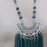 Silver & Navy Short Leather Tassel Necklace 5SFHBella Smith DesignsNecklaces