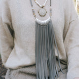 Silver & Neutrals Leather Tassel Necklace 8LHBella Smith DesignsNecklaces