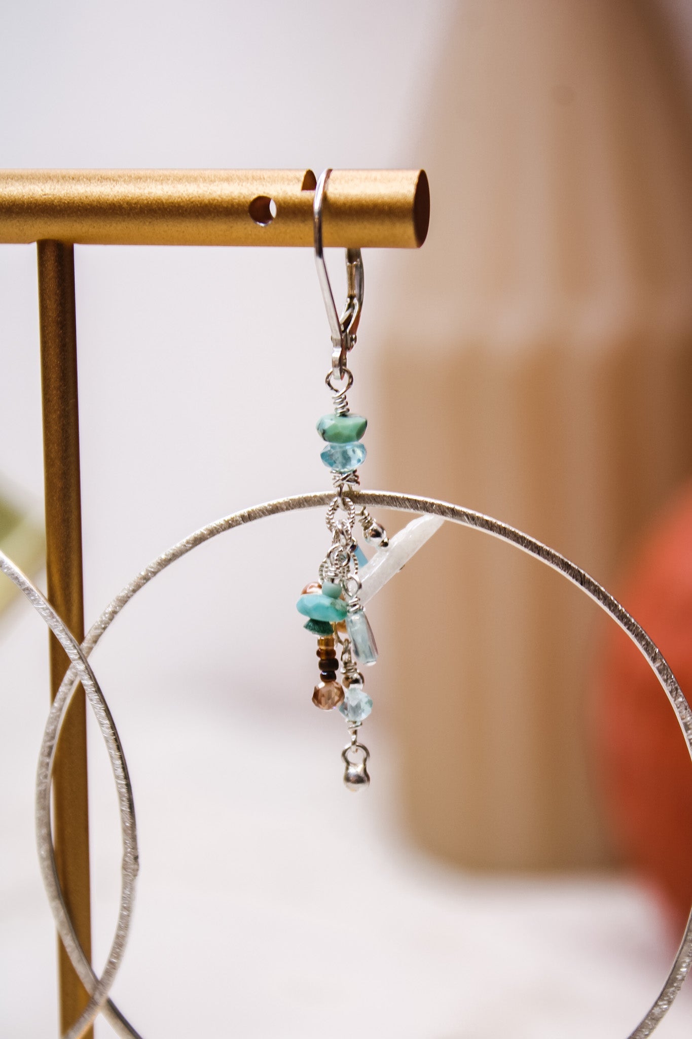 Silver & Turquoise Hoops #7030ChipitaEarrings