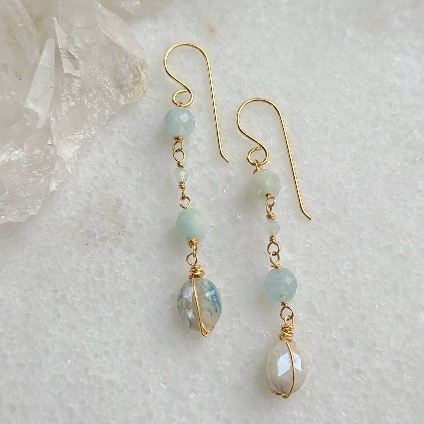 Silverite & Aquamarine Drop Earring #1455James & JezebelleEarrings