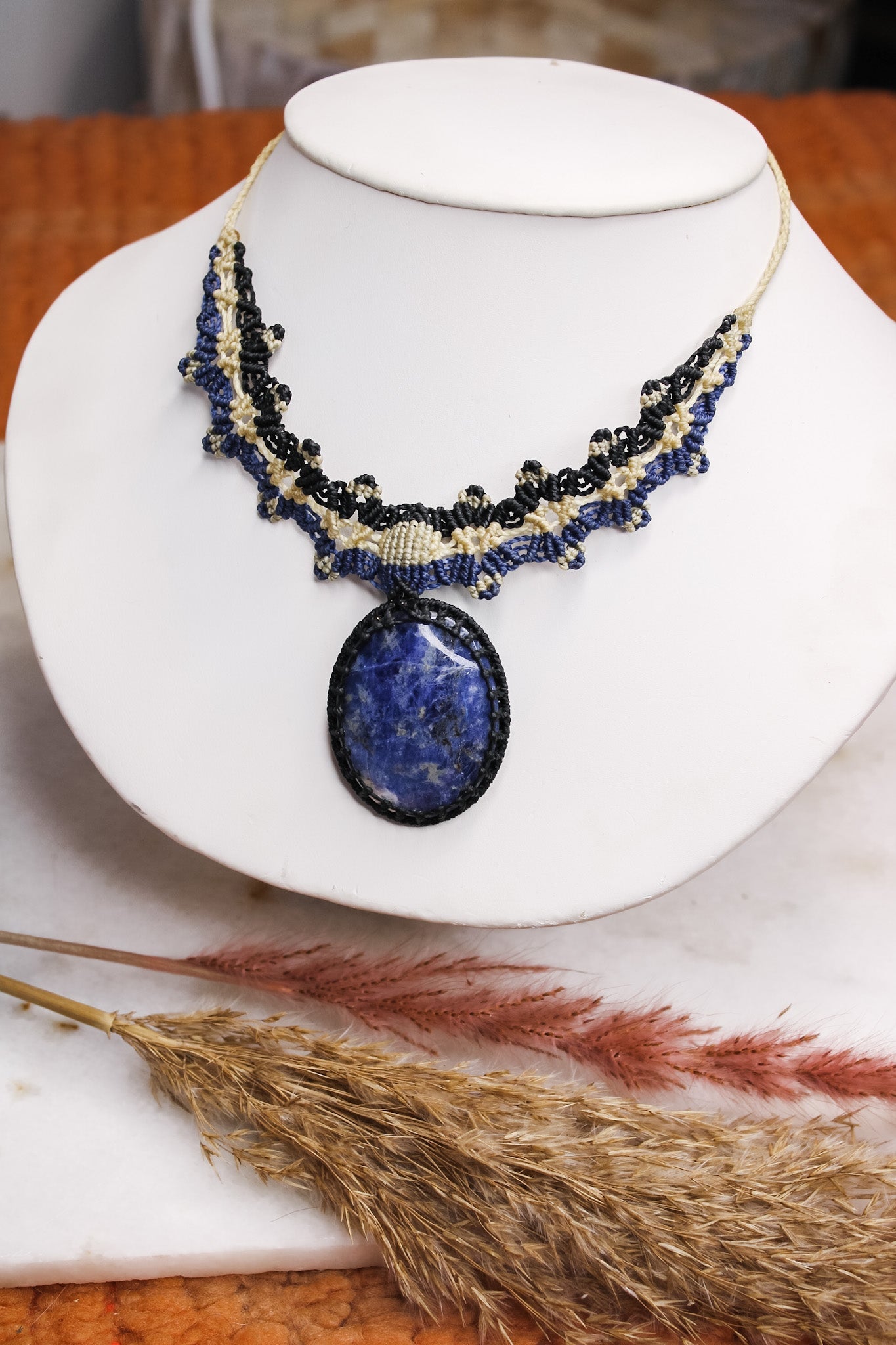 Sodalite Macrame NecklaceAdaArtNecklace
