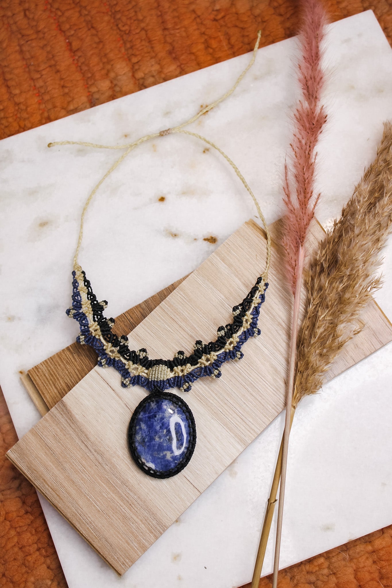 Sodalite Macrame NecklaceAdaArtNecklace