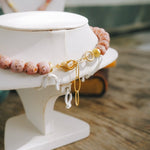 Speckled Pink African Beads, Gold & Pearl Accent NecklaceRobin JacksonNecklaces