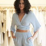 The Bali Wrap Top - Baby BlueThe HandloomShirts & Tops