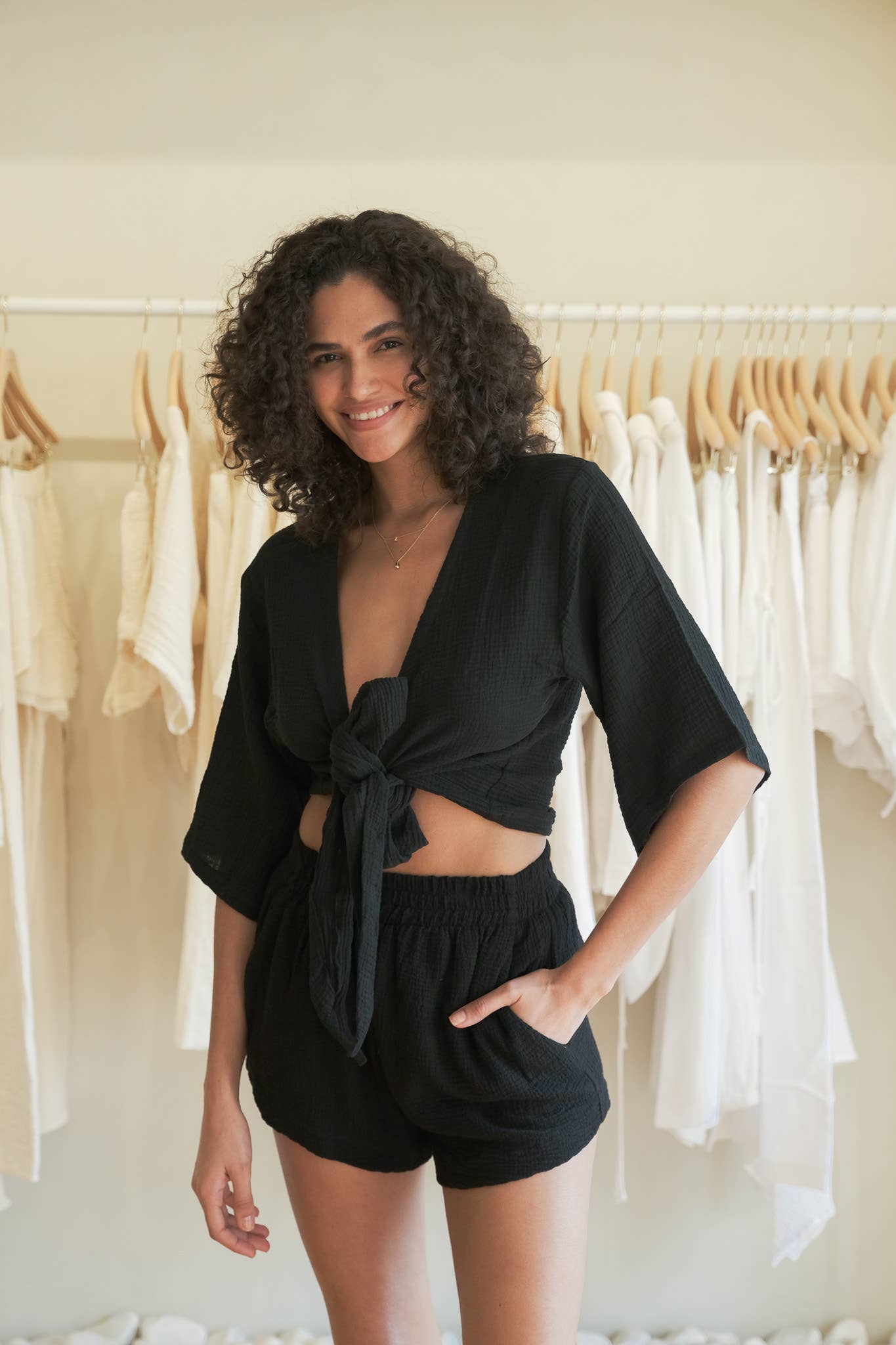 The Bali Wrap Top - BlackThe HandloomShirts & Tops