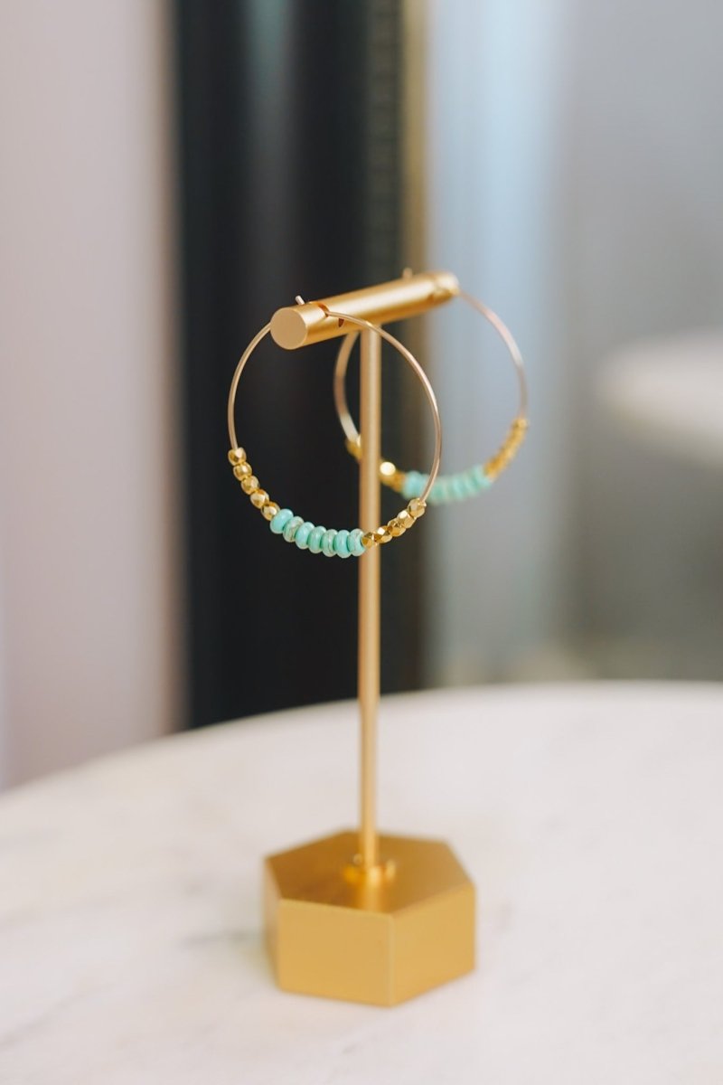 Turquoise & Czech Glass Hoop EarringsDebra PyeattEarrings