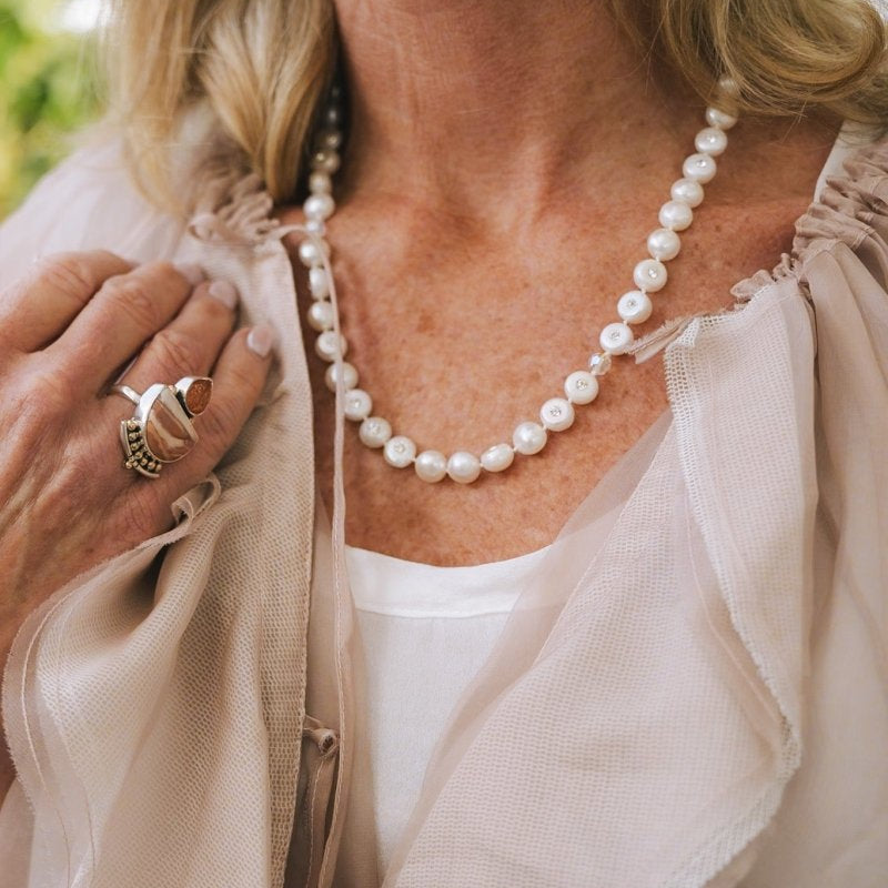 White Freshwater Pearl & Crystal NecklaceDebra PyeattNecklaces